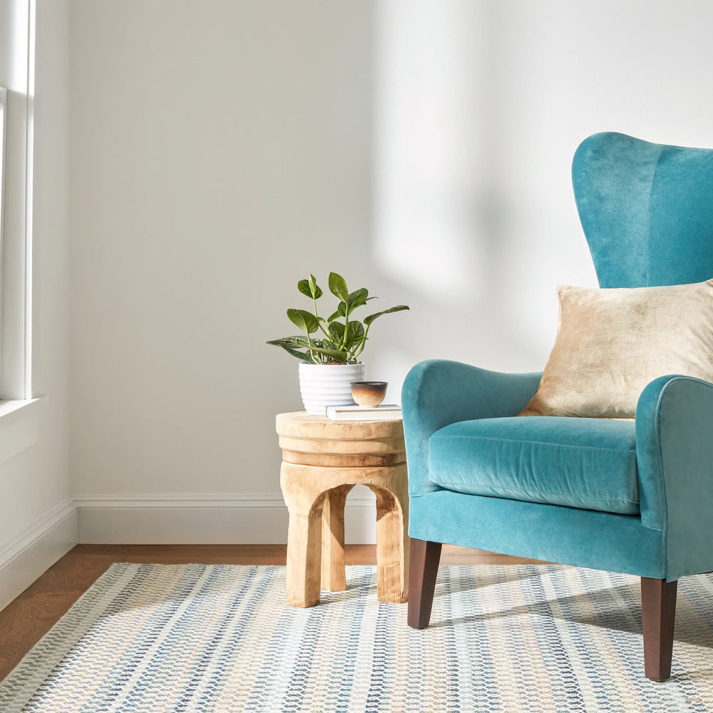 Poppy Handwoven Wool Rug | Blue