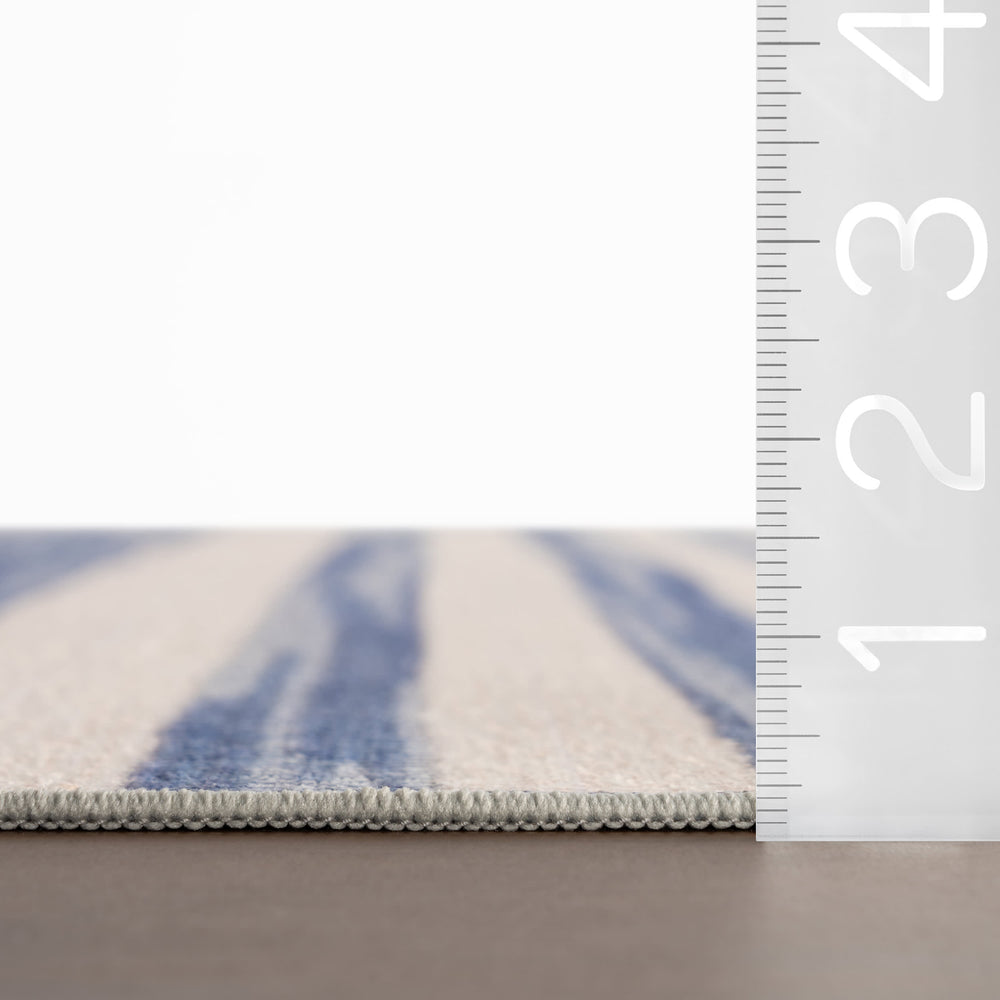 Ilae Coastal Striped Washable Rug | Blue
