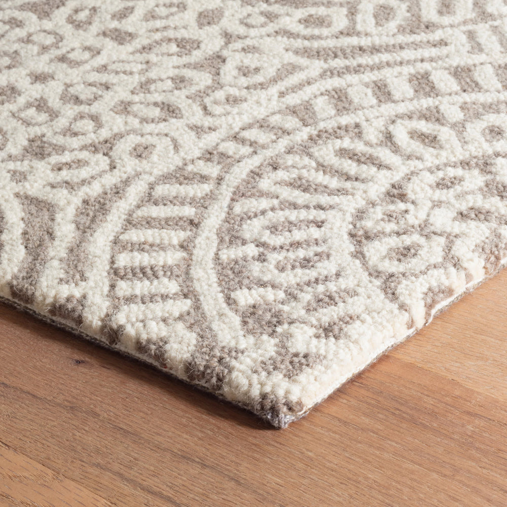 Temple Hand Micro Hooked Wool Rug | Taupe