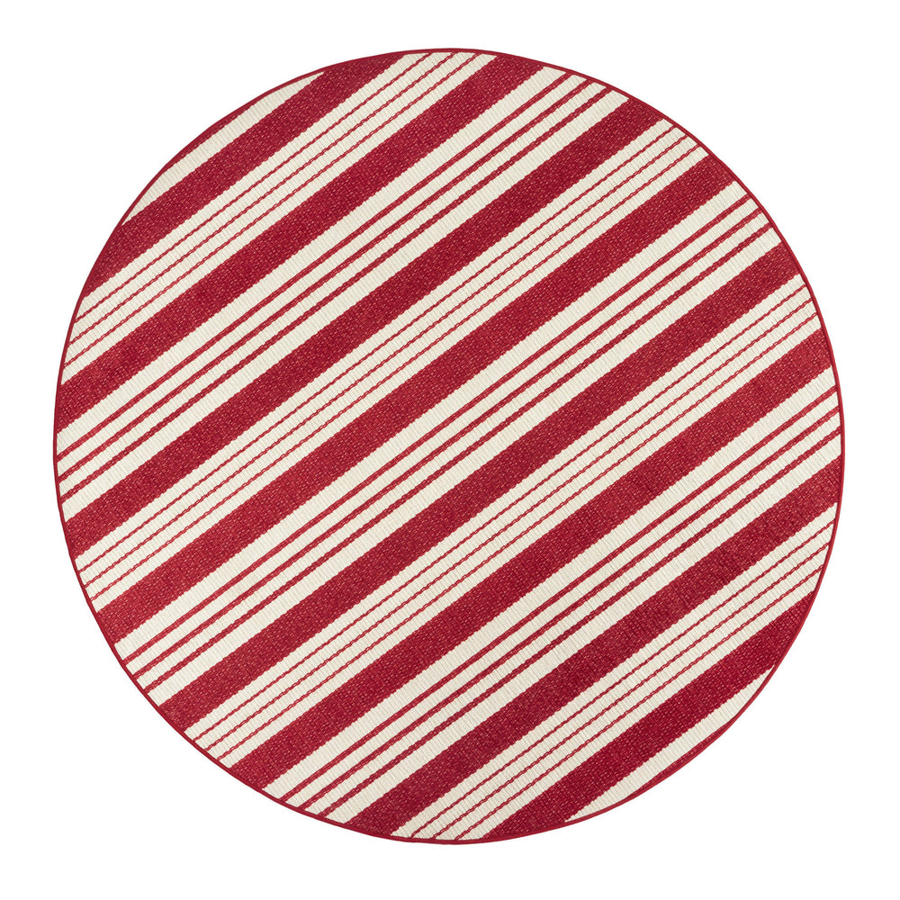 Abby Ticking Machine Washable Rug | Red
