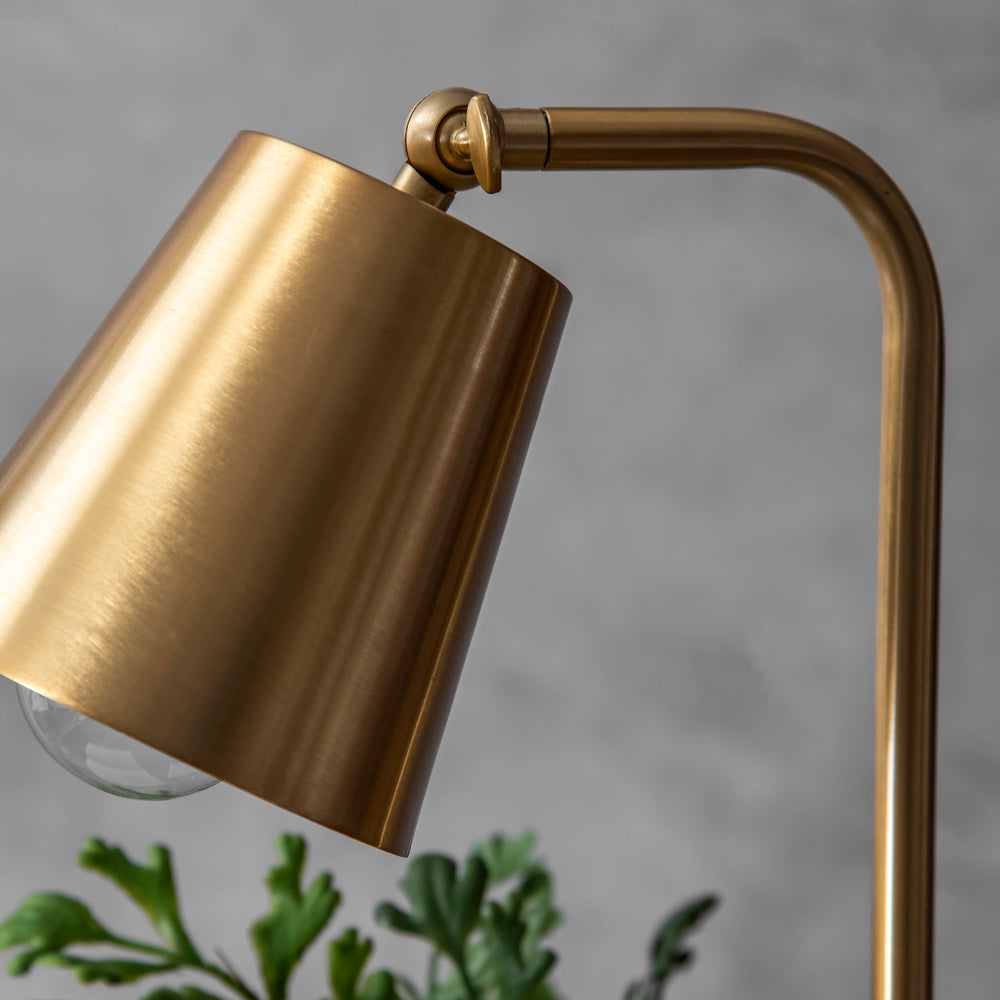 20-inch Hanging Bell on Marble Table Lamp | Brass