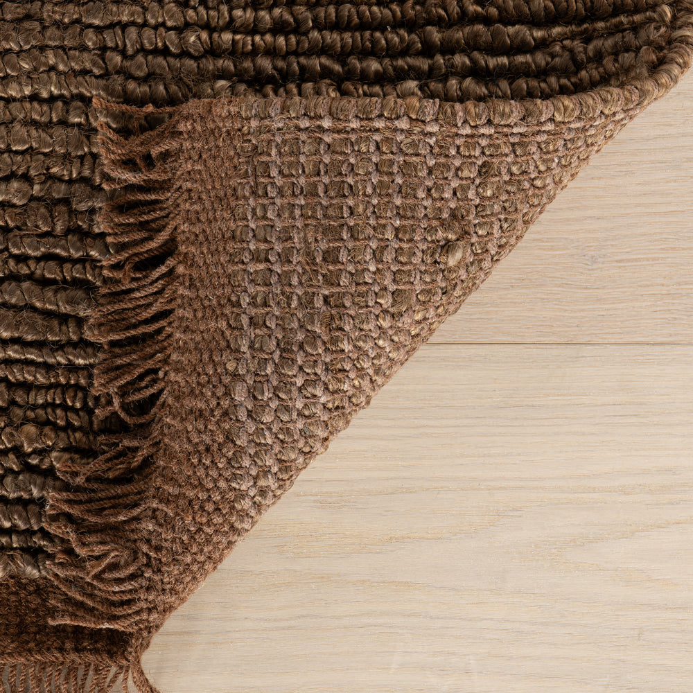 Varnu Textured Handmade Jute Rug | Brown