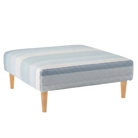 Shore Stripe Rug Ottoman | Sky