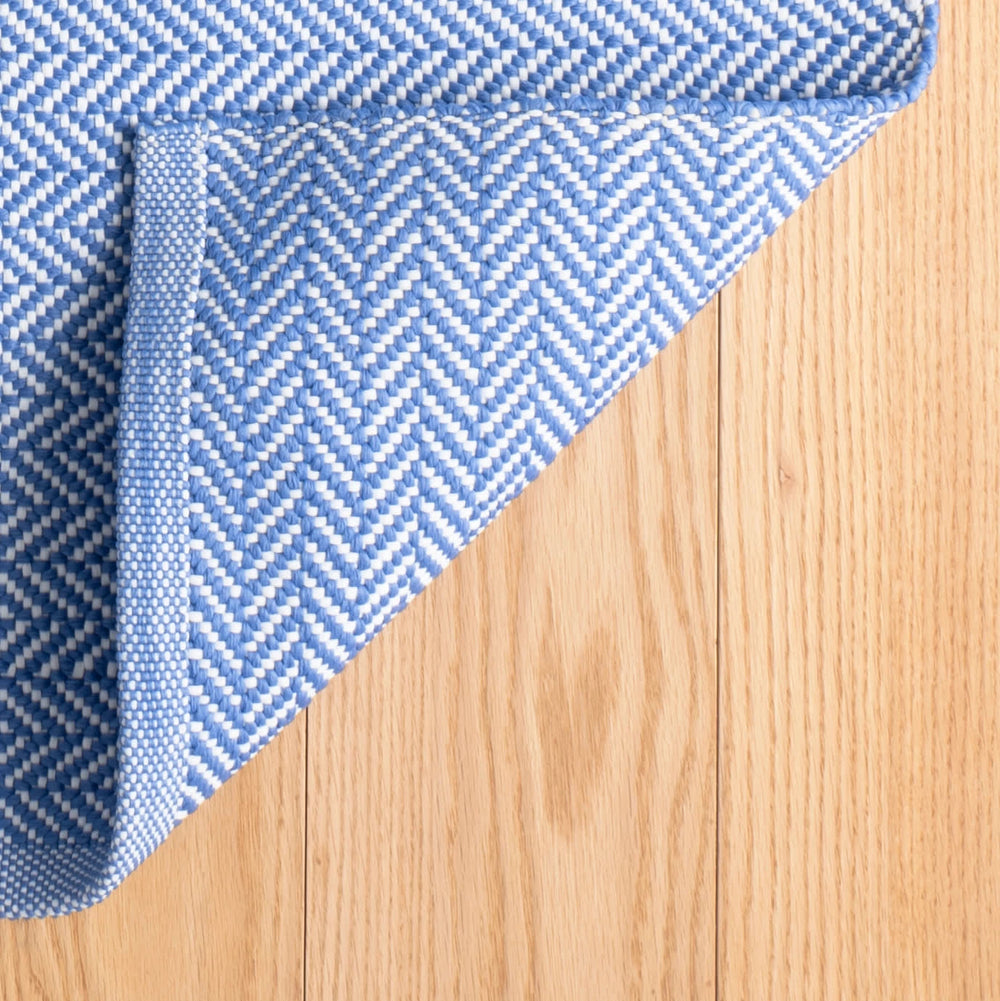 Herringbone Handwoven Indoor/Outdoor Rug | French Blue/White