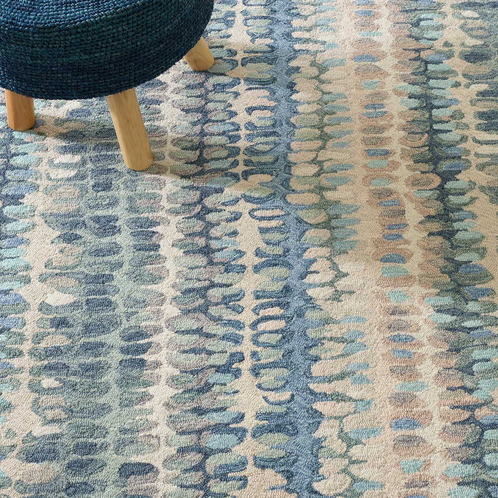 Paint Chip Hand Micro Hooked Wool Rug | Blue