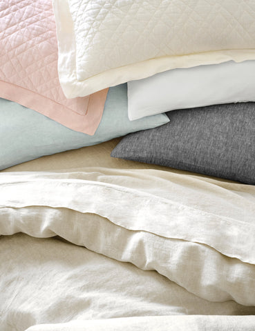 Washed Linen Quilted Sham | Ivory