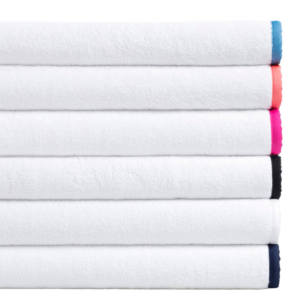 Signature Banded Towel | White/Fuchsia