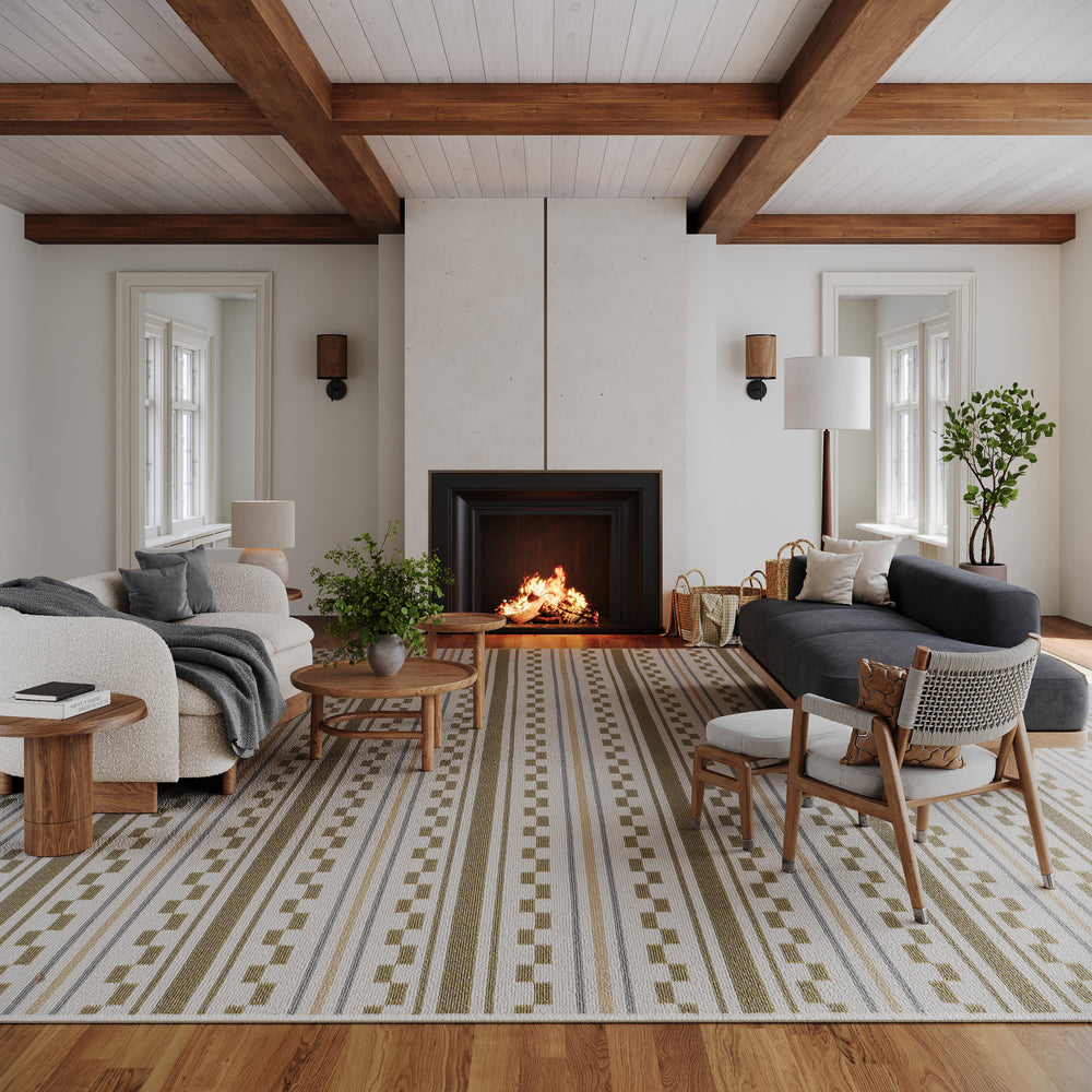 Caldera Modern Checkered Indoor/Outdoor Rug | Tan