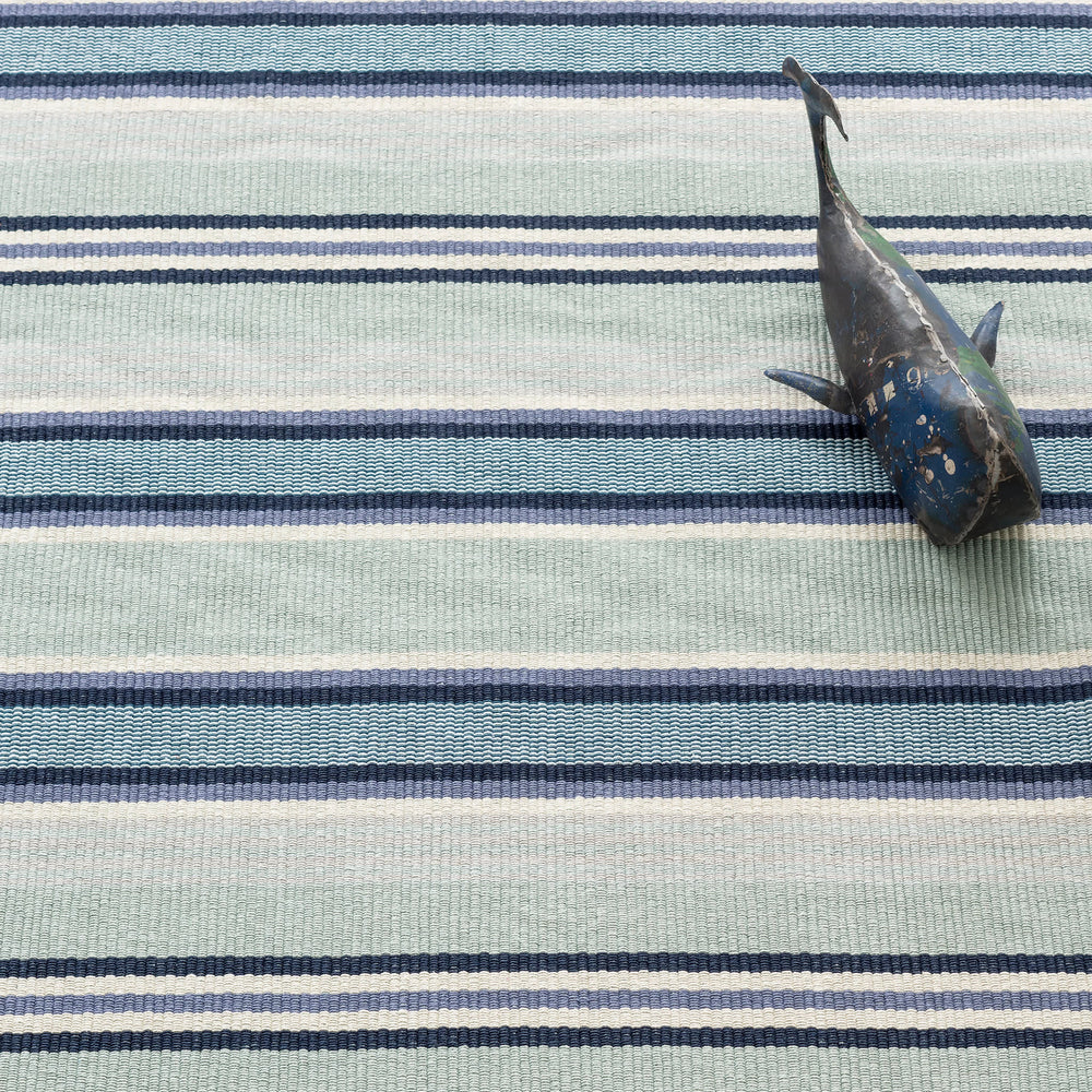 Barbados Stripe Handwoven Cotton Rug | Blue