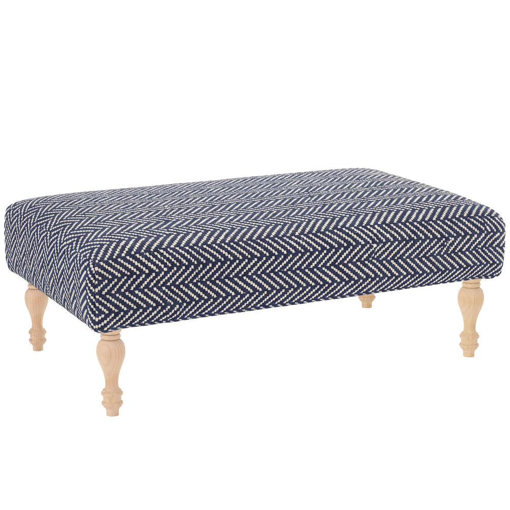 Herringbone Rug Ottoman | Indigo