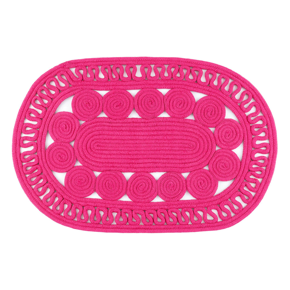 Reef Handwoven Indoor/Outdoor Oval Rug | Fuchsia