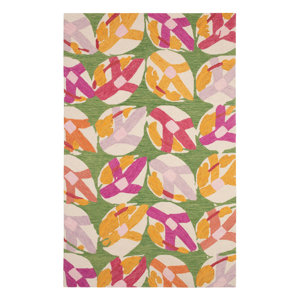Lily Pad Hand Micro Hooked Wool Rug | Green