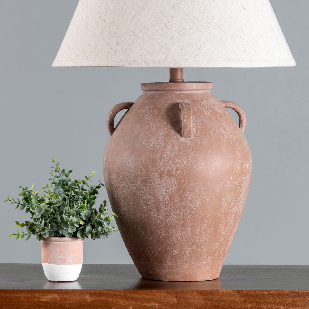 29-inch Vintage Resin Amphora Table Lamp | Beige