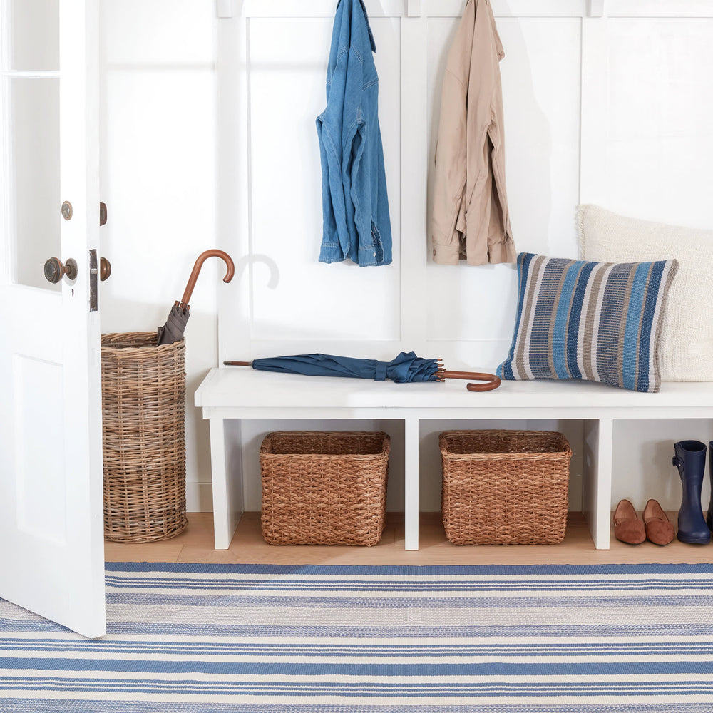 Quincy Stripe Handwoven Indoor/Outdoor Rug | Denim