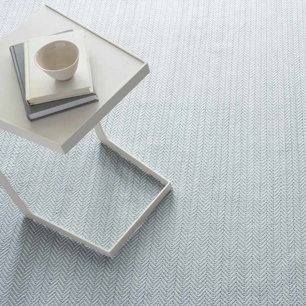 Herringbone Handwoven Indoor/Outdoor Rug | Light Blue/Ivory