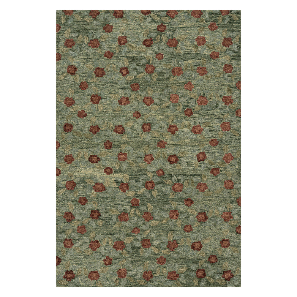 Genevive Modern Floral Wool Rug | Green