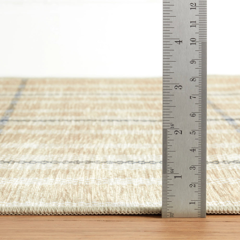 Hallie Plaid Machine Washable Rug | Khaki
