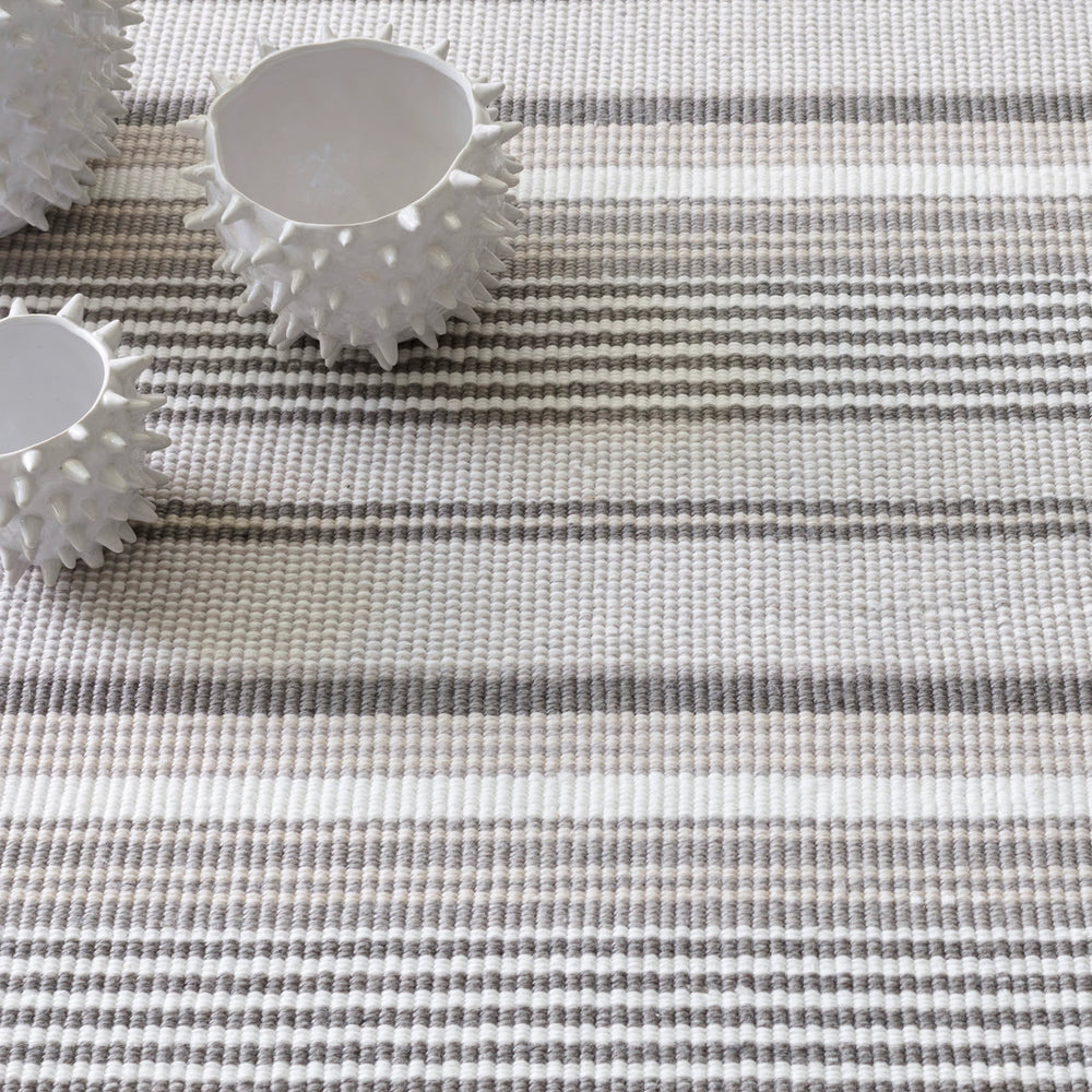 Gradation Ticking Handwoven Indoor/Outdoor Custom Rug | Grey