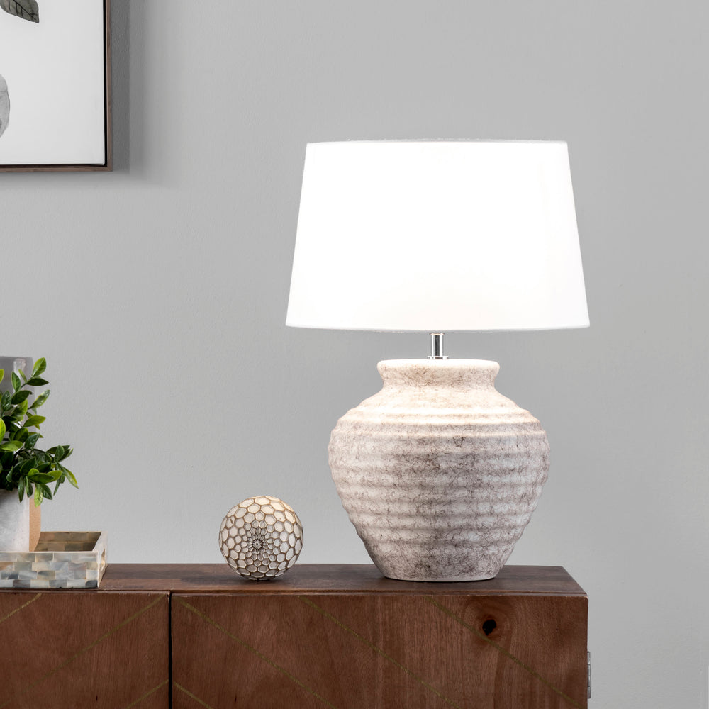 20-inch Ceramic Vintage Vase Table Lamp | Antique White