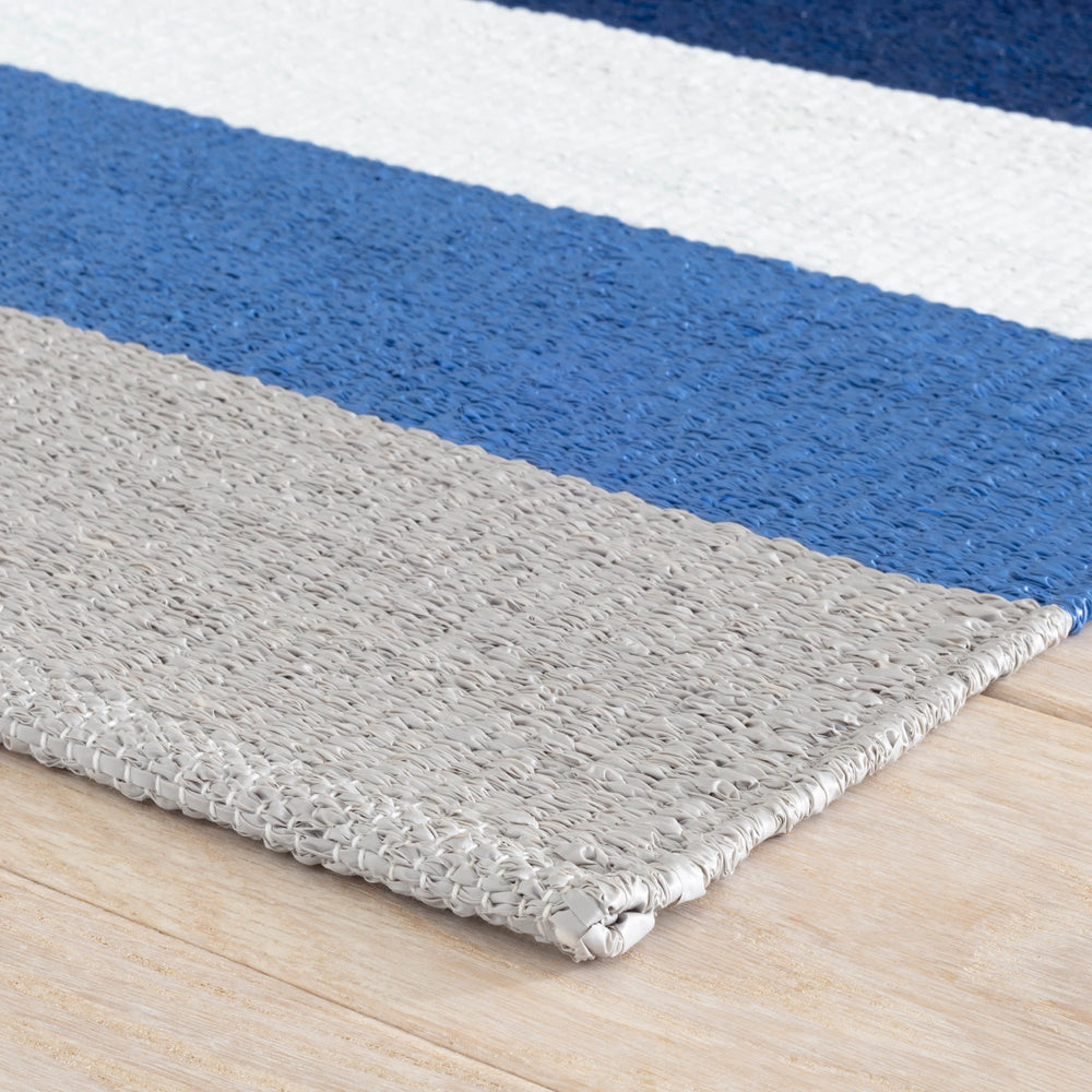 Ocean Stripe Handwoven Indoor/Outdoor Rug | Blue