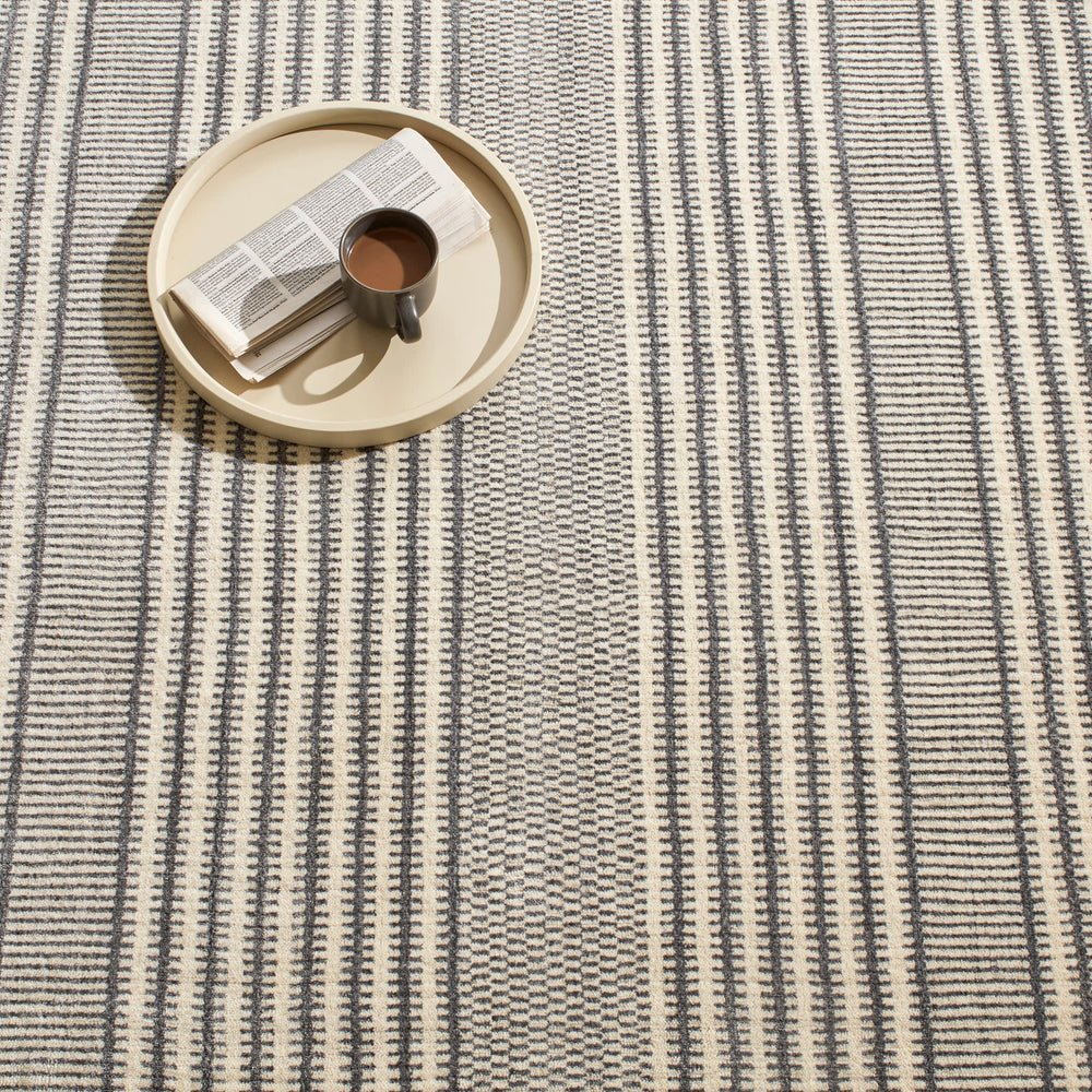 Tracks Hand Loom Knotted Wool Rug | Grey