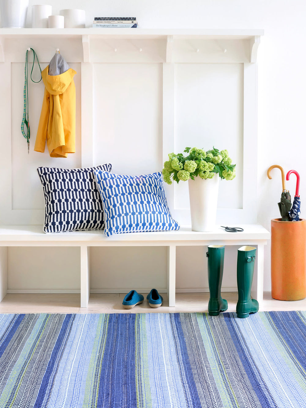 Fiesta Stripe Handwoven Indoor/Outdoor Rug | French Blue/Green
