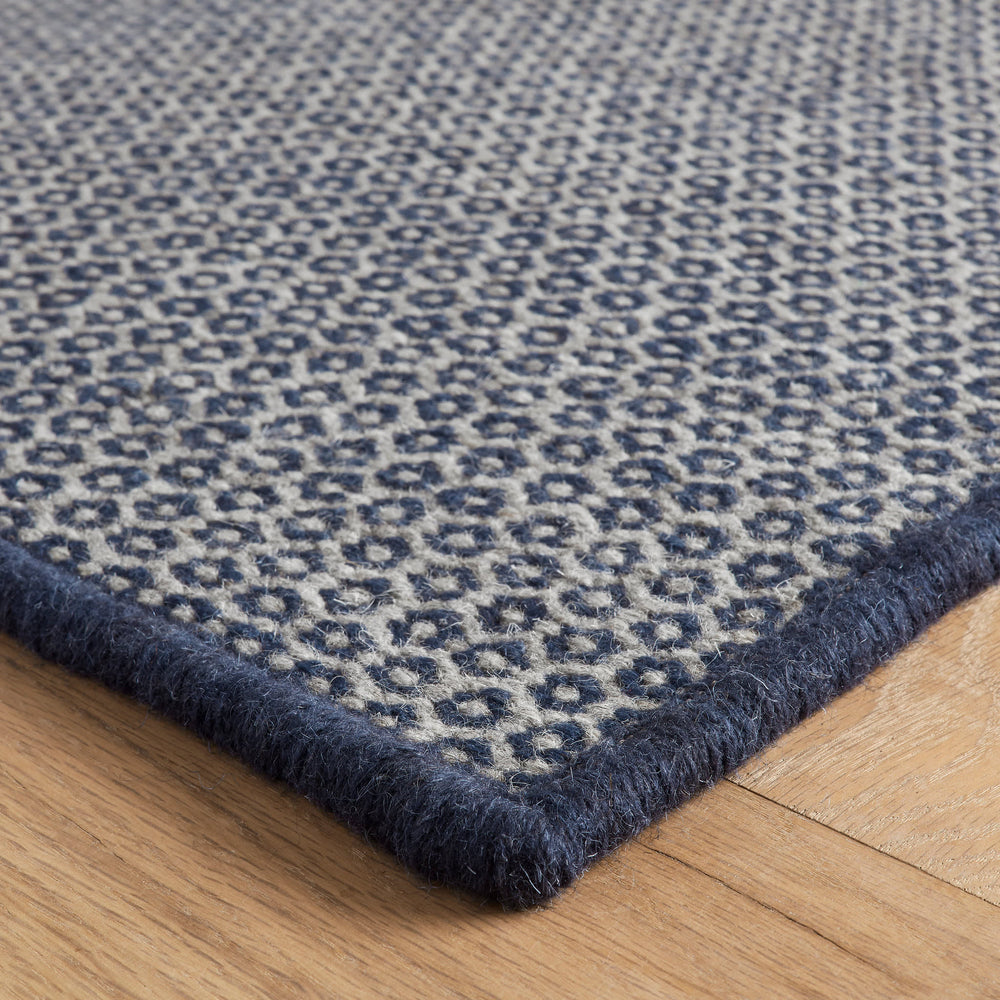 Honeycomb Handwoven Wool Custom Rug | Indigo/Grey