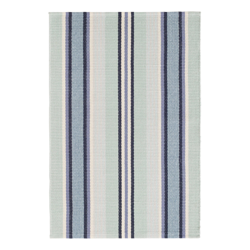 Barbados Stripe Handwoven Cotton Rug | Blue