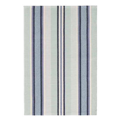 Barbados Stripe Handwoven Cotton Rug | Blue
