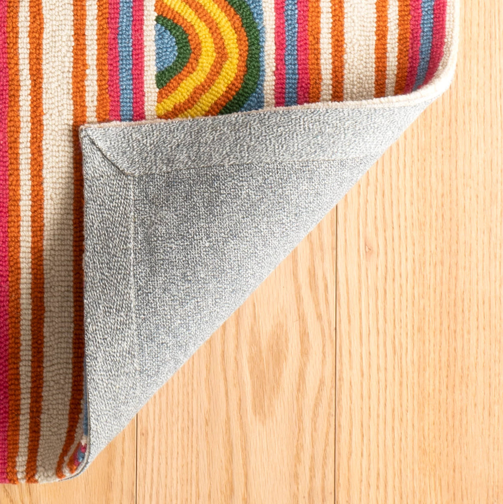 Button Hand Micro Hooked Wool Rug | Multi