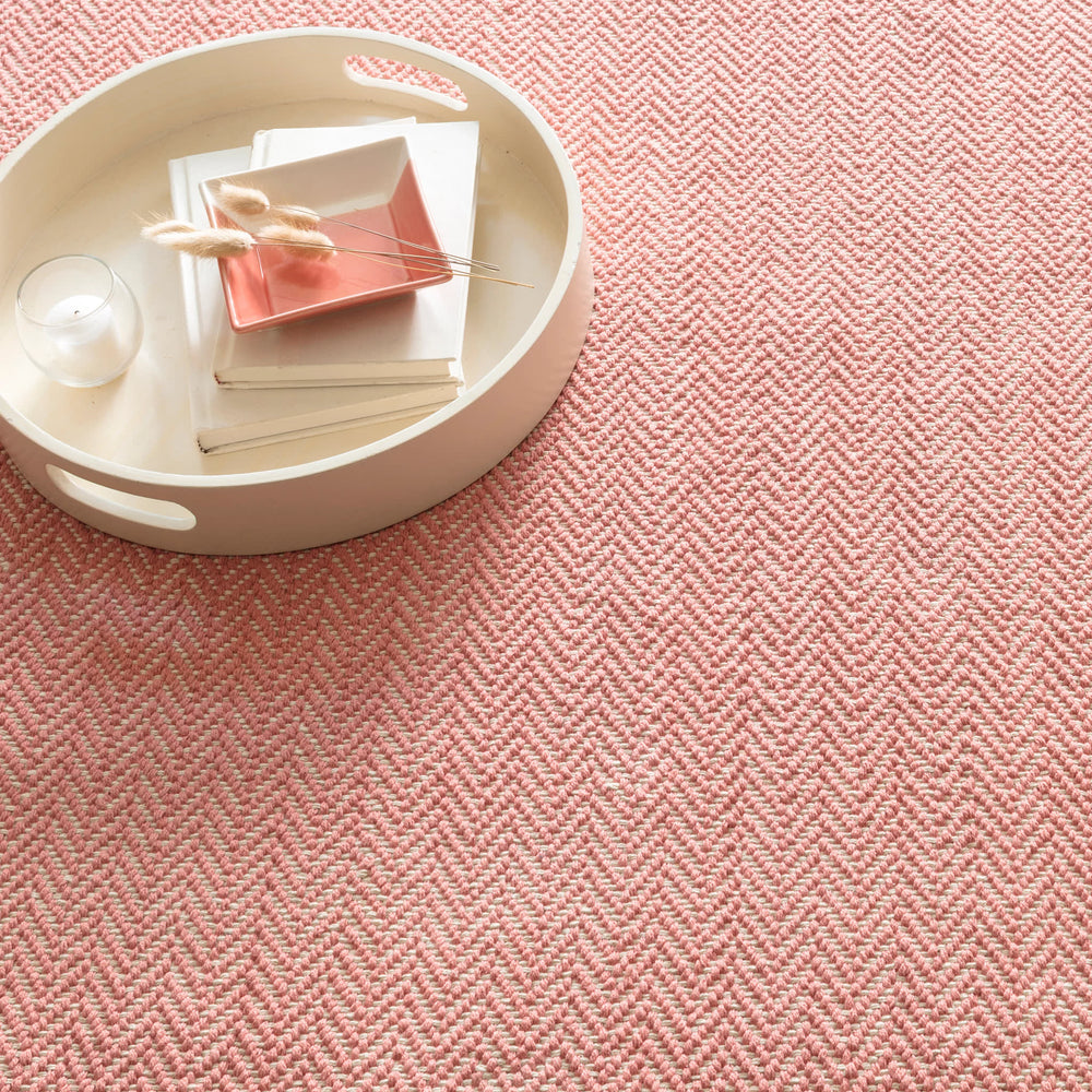 Herringbone Handwoven Cotton Rug | Coral