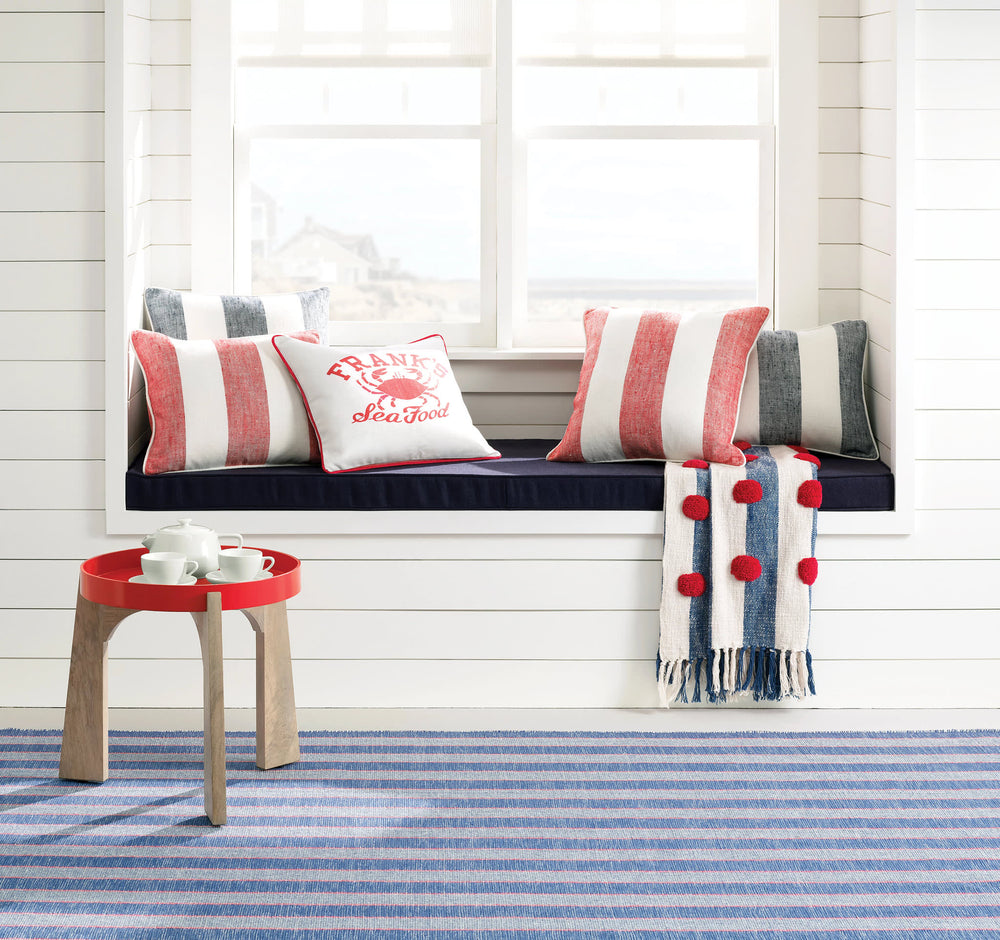 Awning Stripe Indoor/Outdoor Decorative Pillow Cover | Navy