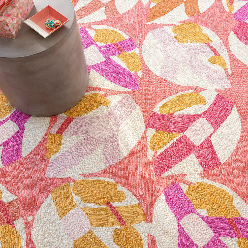 Lily Pad Hand Micro Hooked Wool Rug | Pink