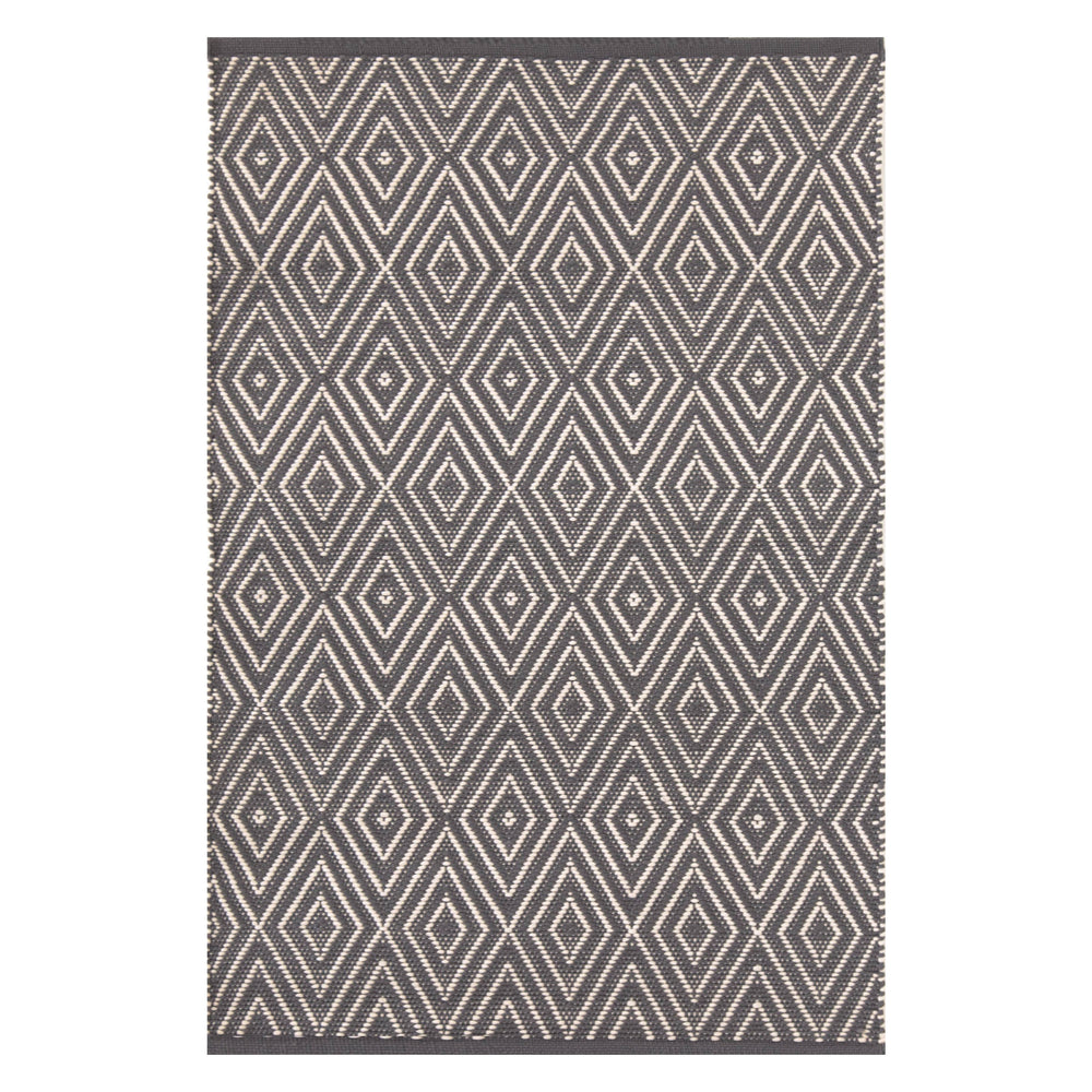 Diamond Handwoven Indoor/Outdoor Rug | Graphite/Ivory