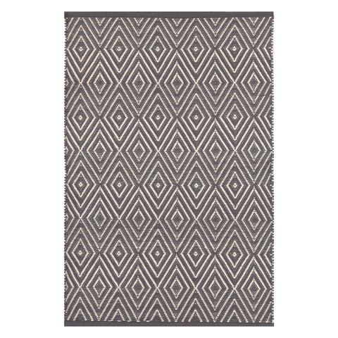 Diamond Handwoven Indoor/Outdoor Rug | Graphite/Ivory