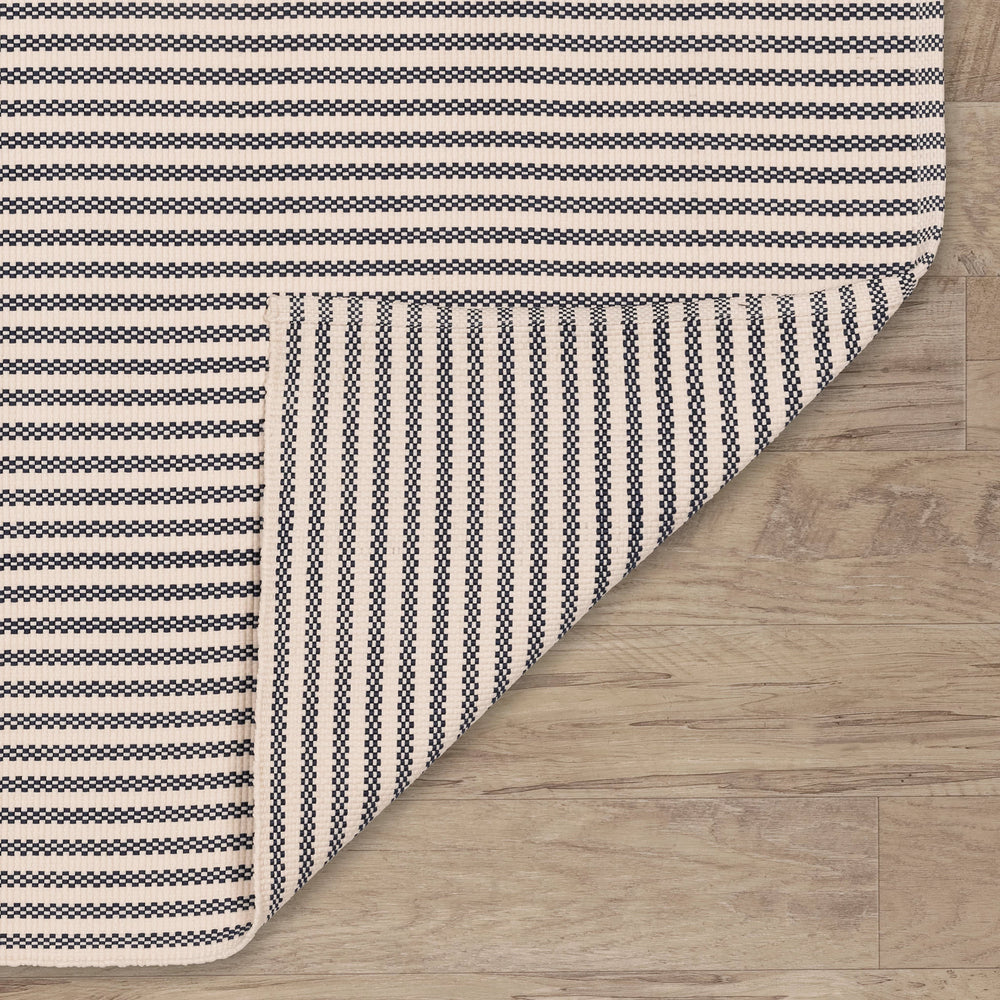 Pinstripe Handwoven Indoor/Outdoor Rug | Navy/Ivory