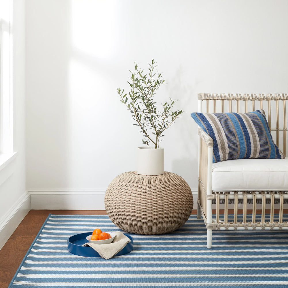 Maysville Stripe Woven Indoor/Outdoor Custom Rug | Slate