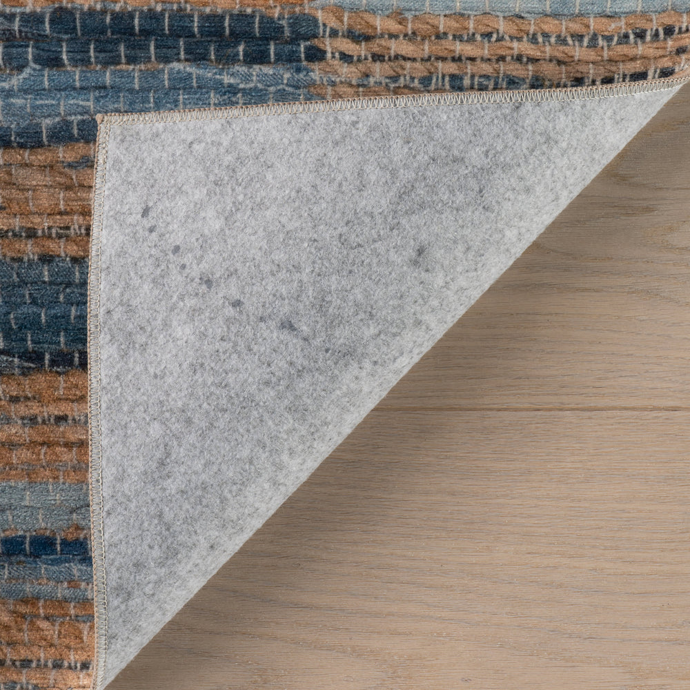 Ravel Stripe Machine Washable Rug | Blue
