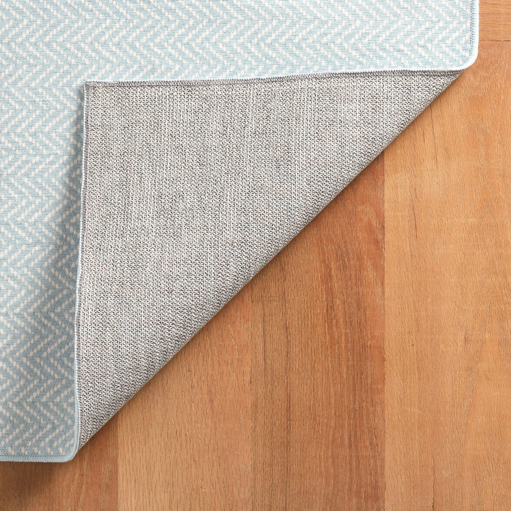 Herringbone Machine Washable Rug | Swedish Blue