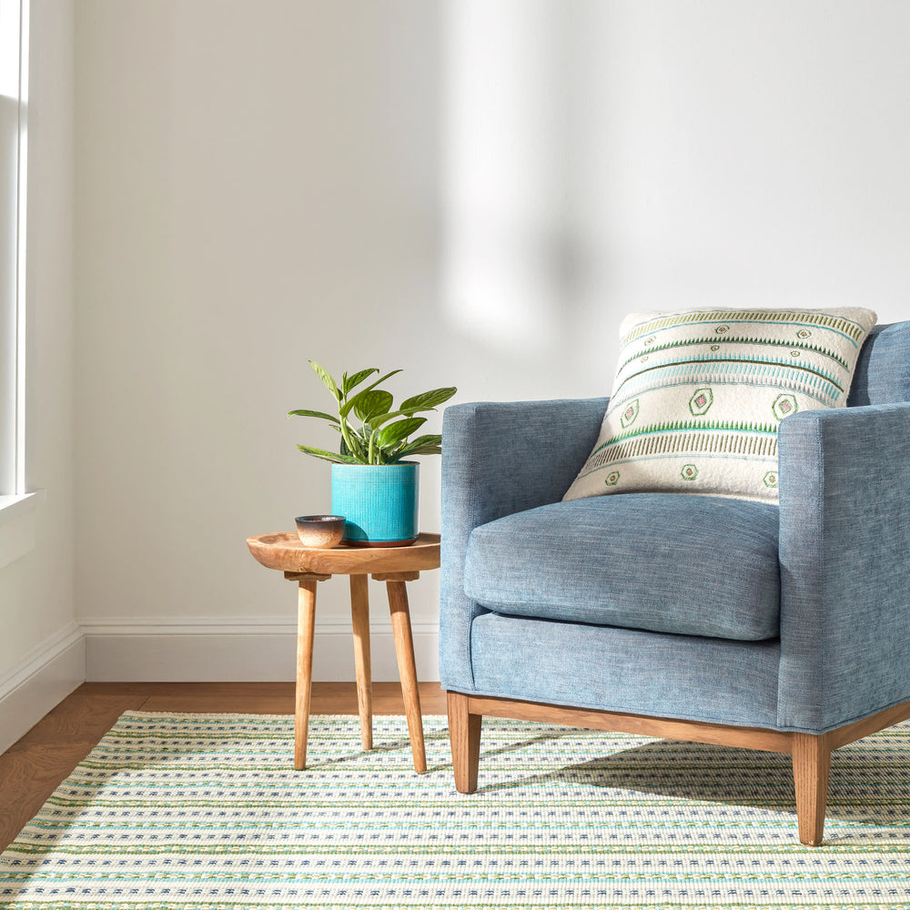 Long Slade Handwoven Cotton Rug | Teal