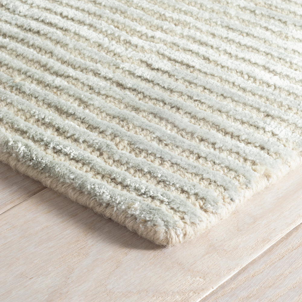 Cut Stripe Hand Knotted Viscosewool Rug | Ocean