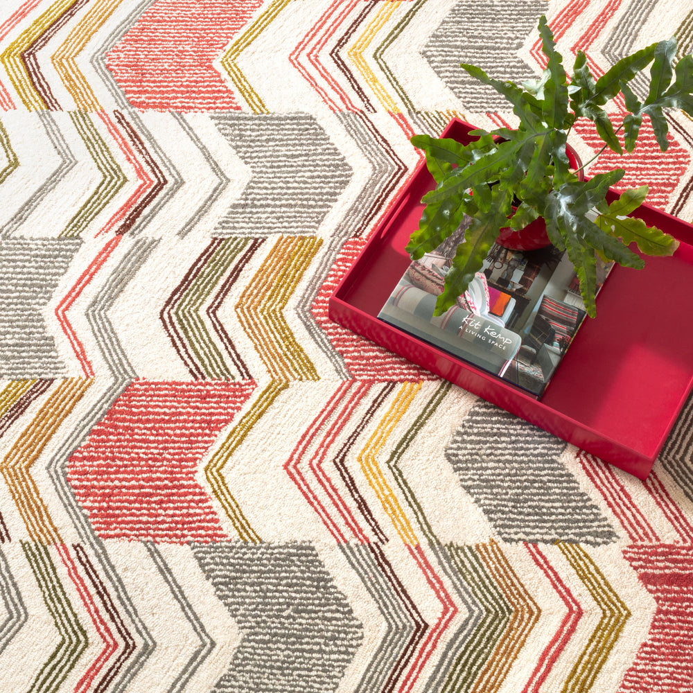Zig Zag Hand Micro Hooked Wool Rug | Multi