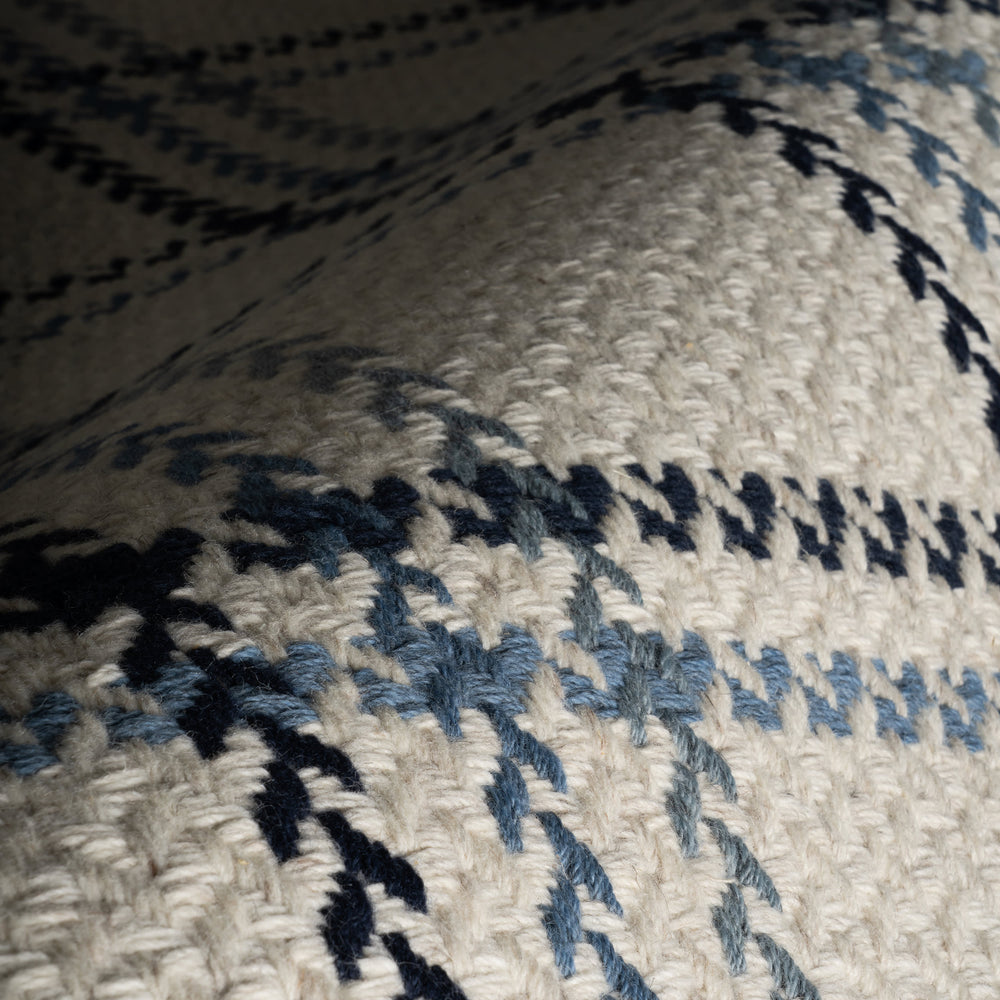 Rhona Plaid Woven Wool Custom Rug | Blue