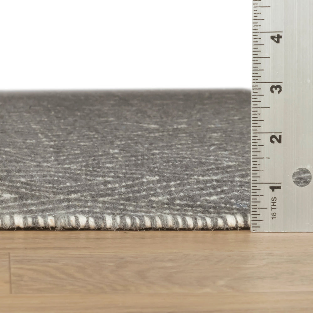 Geo Diamond Handwoven Wool Rug | Grey/Ivory