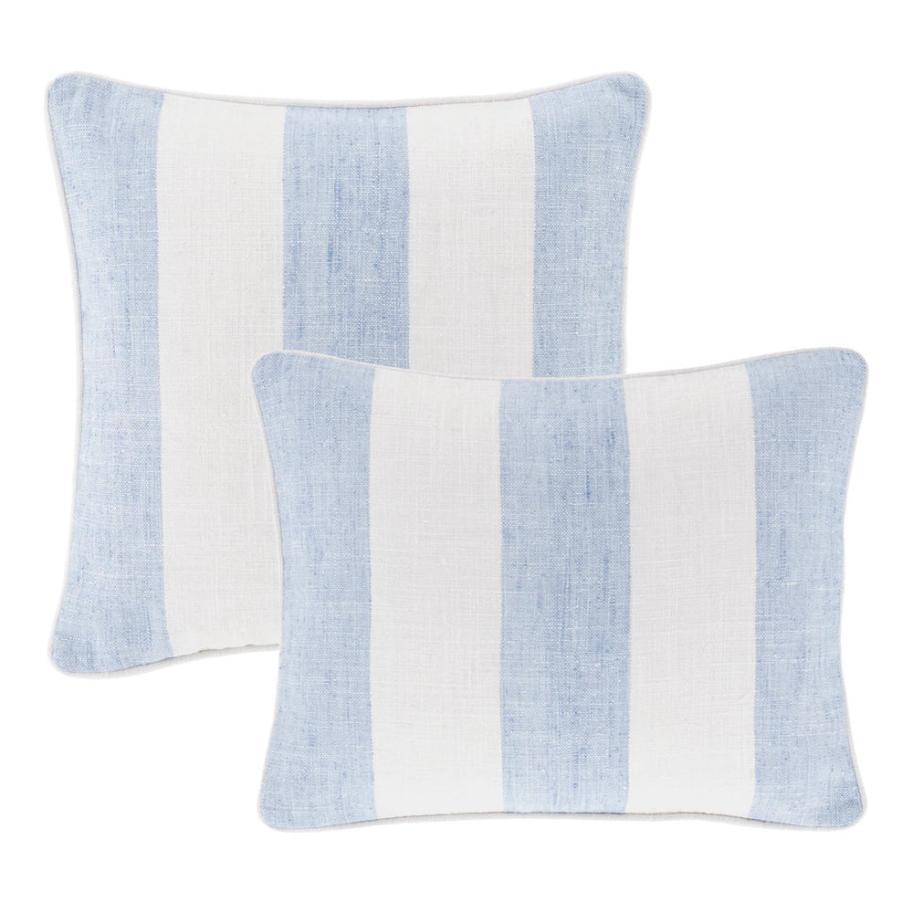 Awning Stripe Indoor/Outdoor Decorative Pillow Cover | Soft French Blue