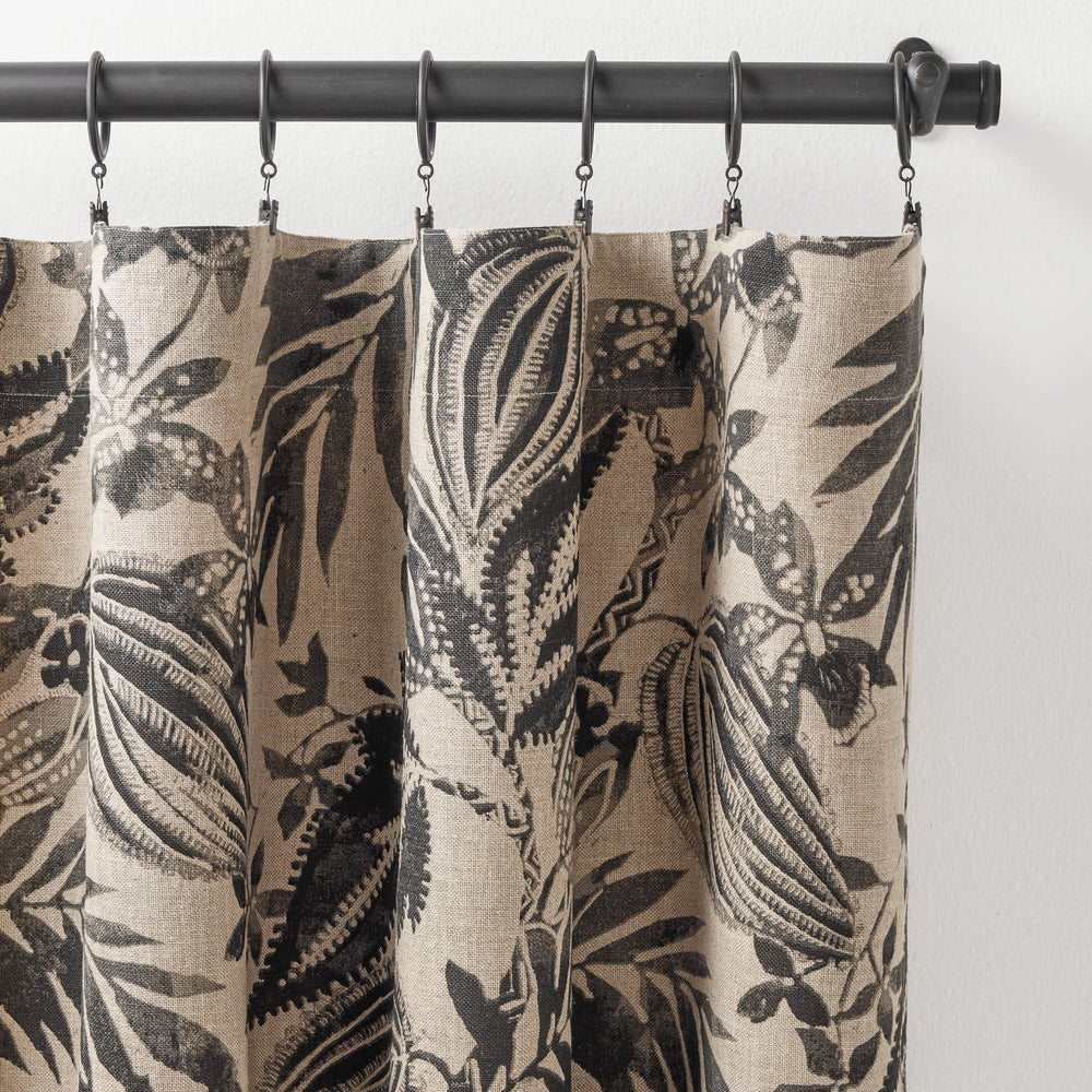 Antigua Linen Curtain Panel | Black