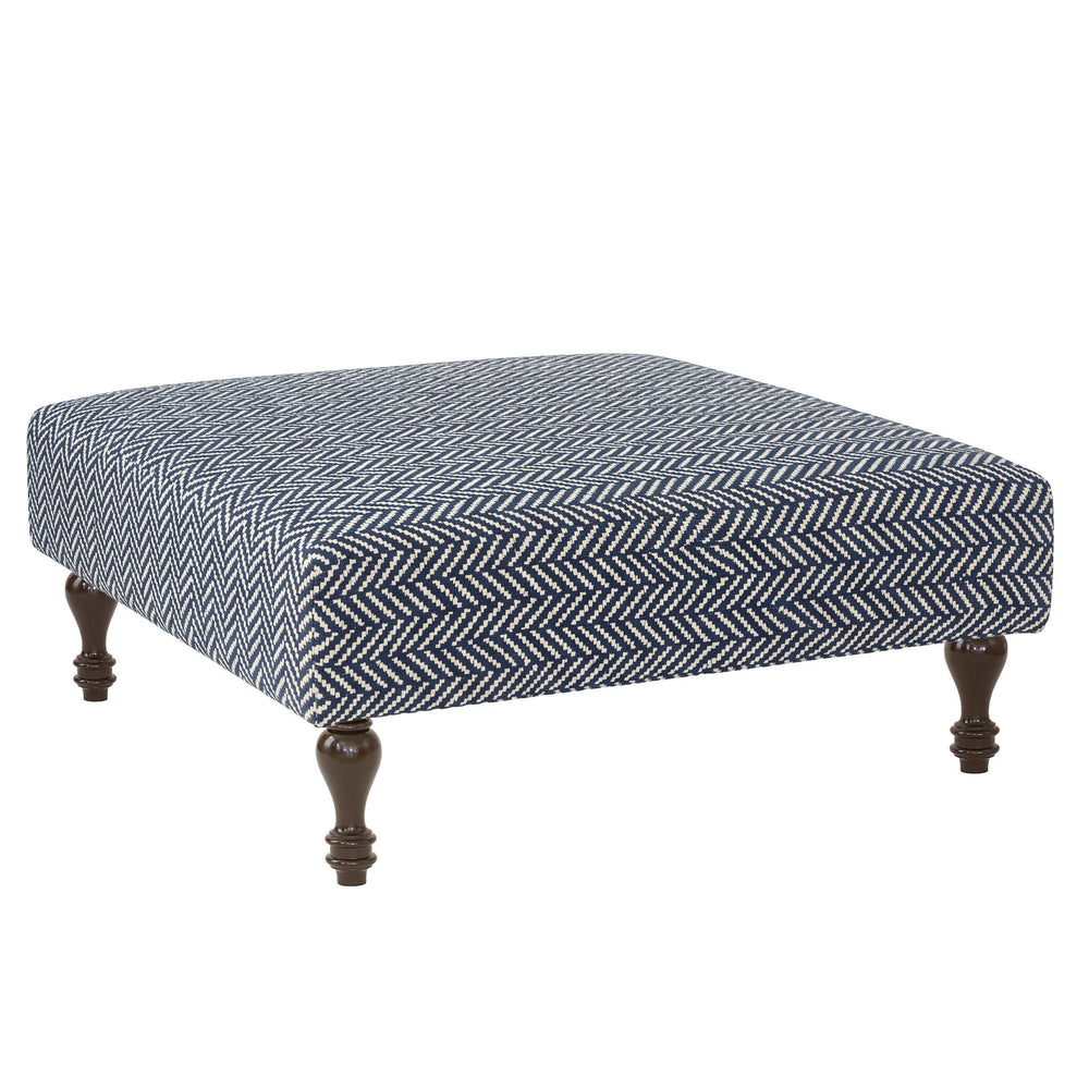 Herringbone Rug Ottoman | Indigo