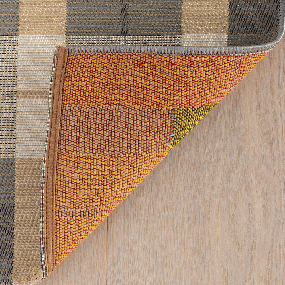 Sundara Modern Plaid Indoor/Outdoor Rug | Grey Multi