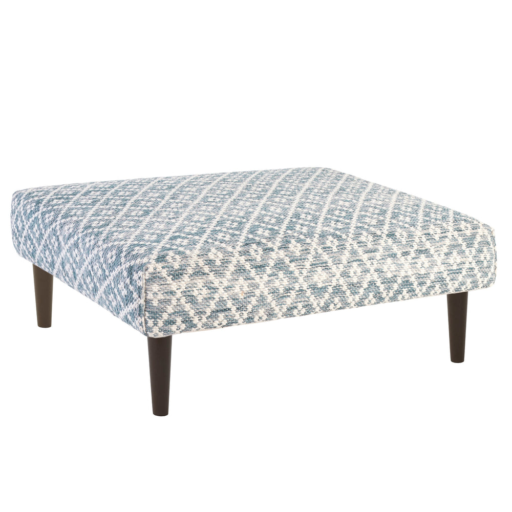 Melange Diamond Blue Custom Rug Ottoman | Blue