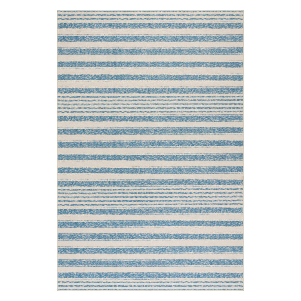 Vion Coastal Striped Machine Washable Rug | Blue